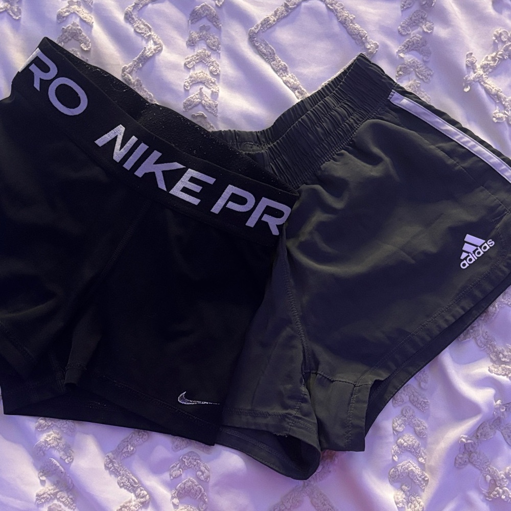 Nike Women's Black and Gray Athletic Shorts